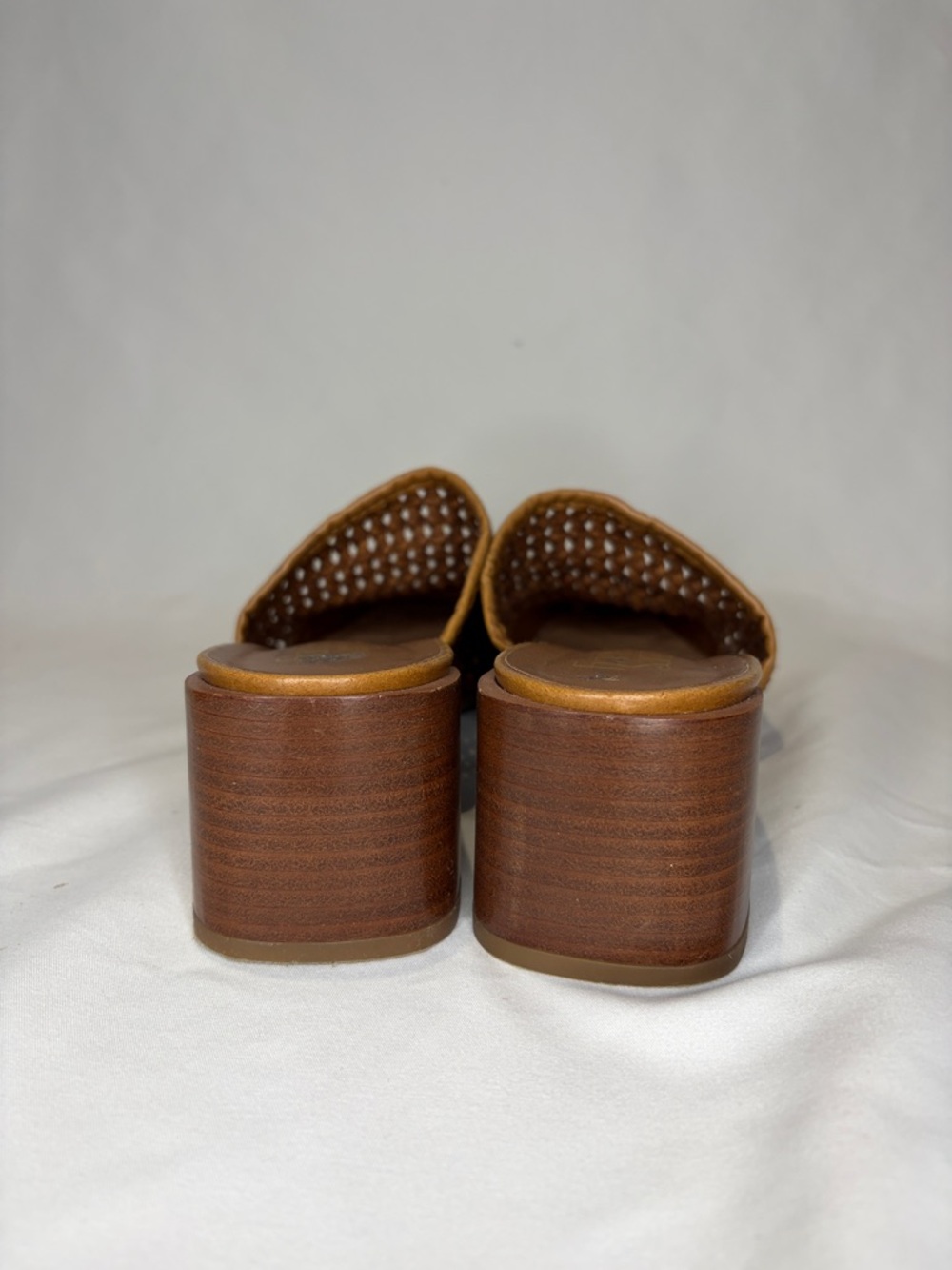 Franco Sarto Cognac Woven Leather Mule Heels - Picture 3 of 4